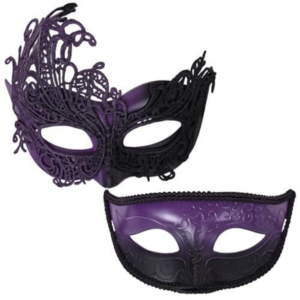 8814 Couple Masquerade Masks Set - 2 Pack Halloween Ball Couples Mask
